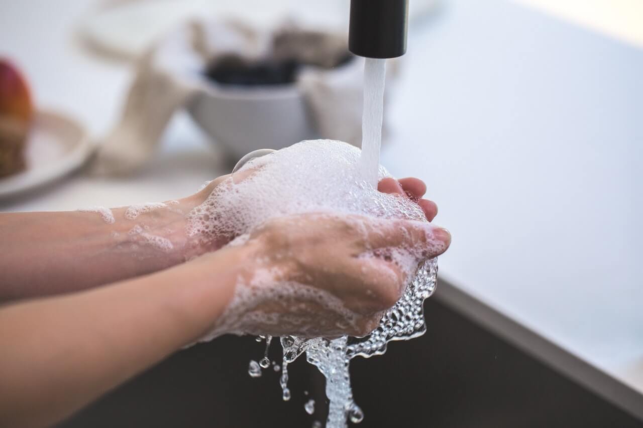 washing hands with soap